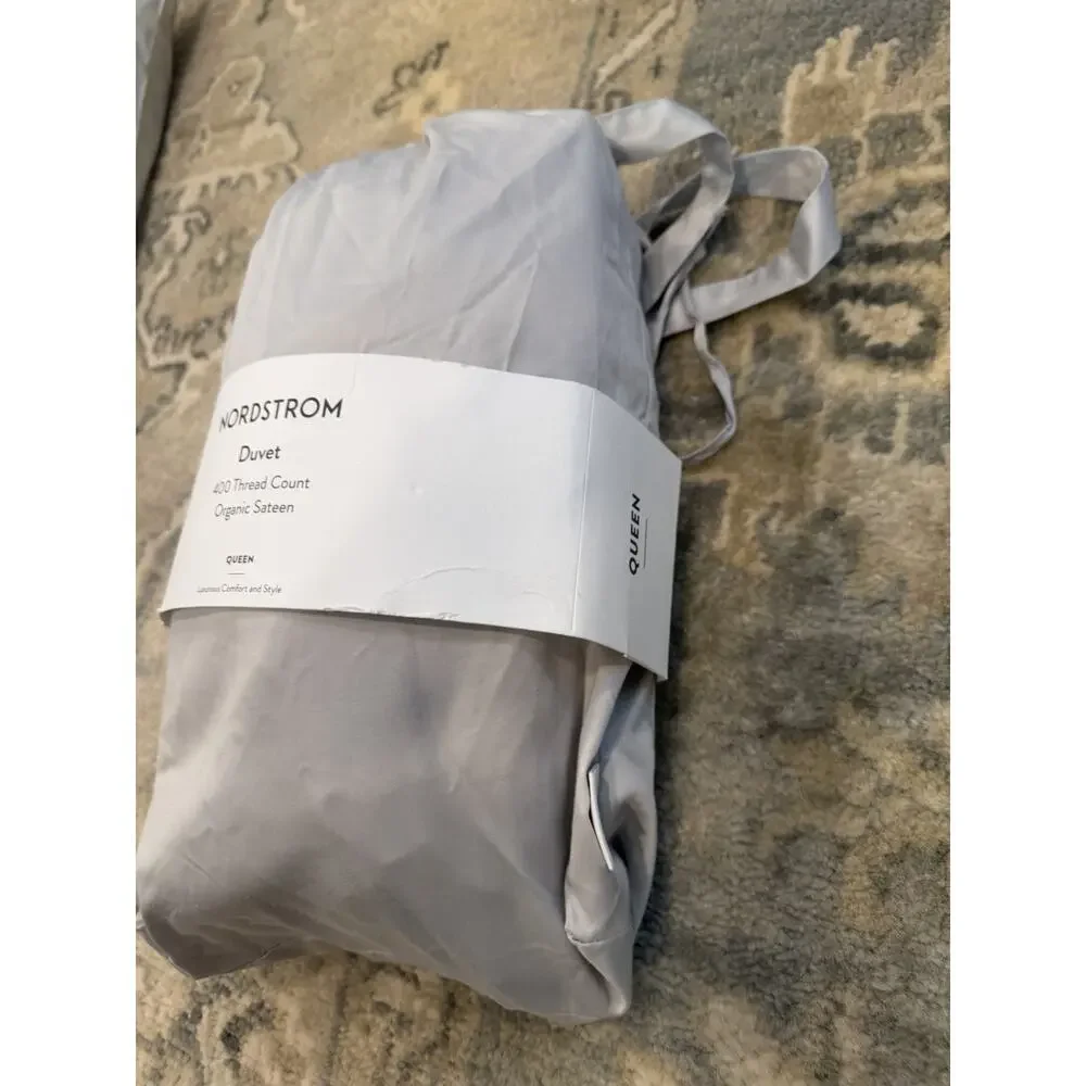 Nordstrom 400 Thread Count 100% Cotton Duvet Cover Pillow Cases Queen NWT